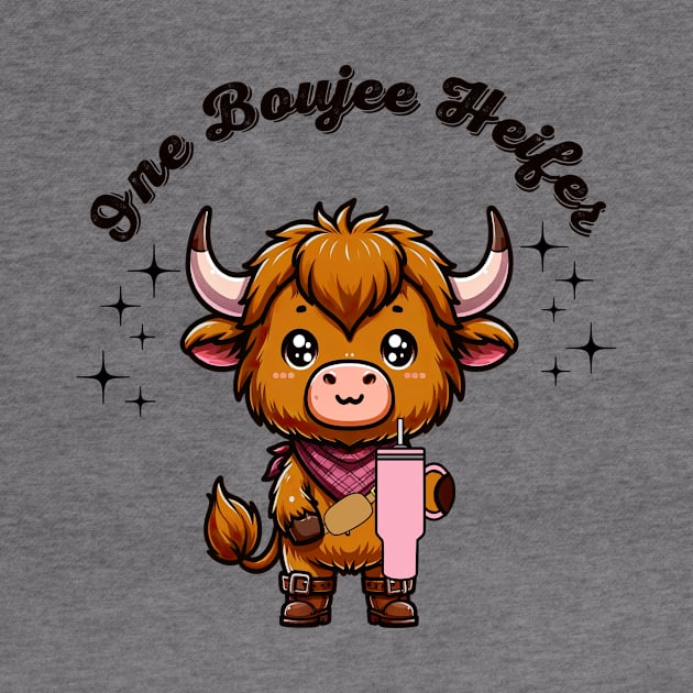 Boujee Heifer Highland Cow Valentines Day Farmyard Animal by SilverLake